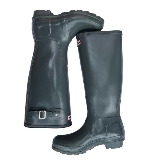 Hunter Women's Bota Original Tall Gloss Graphite Knee-High Rain Boot Size 6 - Picture 2 of 11